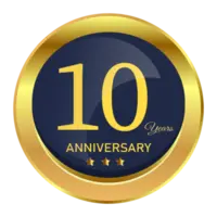 Anniversary royal badge design with a shield shape anniversary badge design with golden gradient color golden and black badge design with ribbon vector illustration free png